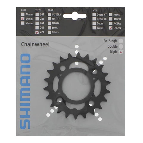 Shimano 22T M391/430 64mm - Svart 9-Delt - Drev