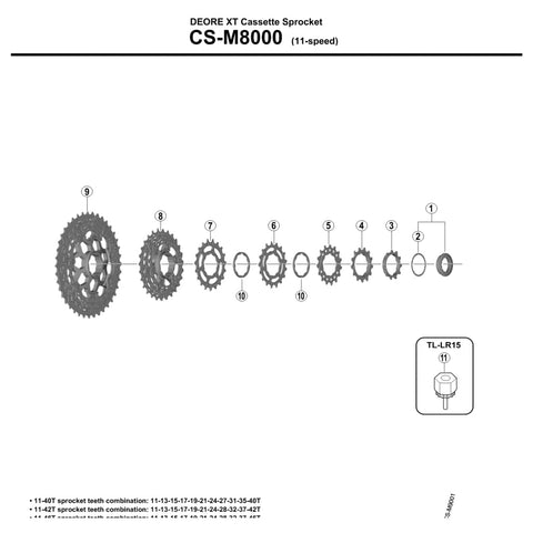 Shimano Kassettdrev 13T - CS-M8000 Deore XT - 11-Delt - Drev