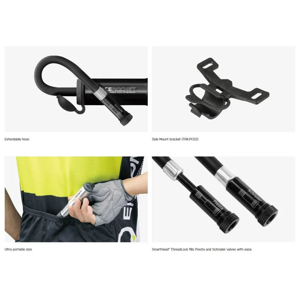 Topeak RACEROCKET Sykkelpumpe Shrader/Presta 120 PSI - Pumpe