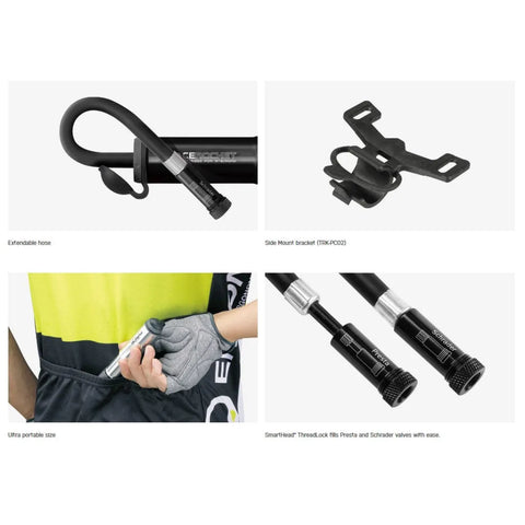 Topeak RACEROCKET Sykkelpumpe Shrader/Presta 120 PSI - Pumpe