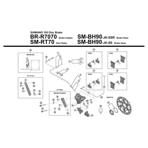 Shimano 105 BR-R7070 Kaliper Front - Bremsekaliper